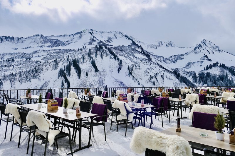 Panoramic view, terrace of Hotel Alpenstern, Damüls Austria